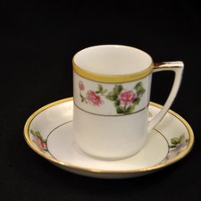 Nippon Rising Sun Chocolate Cup & Saucer Hand Painted 1911-1918 Floral w/Gold