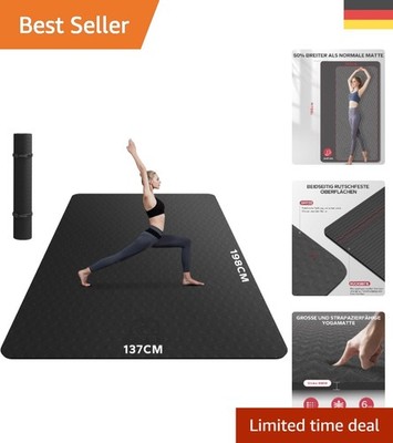 Extra große Yogamatte 198cmx137cm   Doppelseitig rutschfest und umweltfreundlich