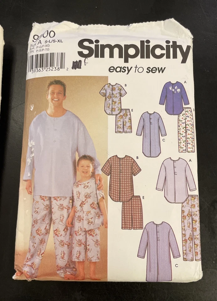 Two Pajama Patterns boys and mens shirt Robe Pants Simplicity 9900 McCalls 9638 - Image 3 of 4