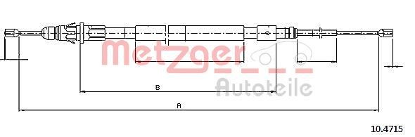 Original METZGER Cable Handbrake 10.4715 For Citroën