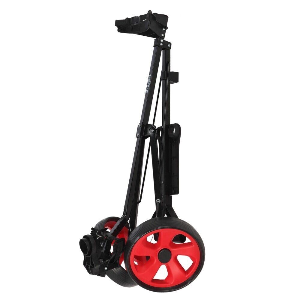Caddymatic Golf i-Trac 2 Wheel Folding Golf Push Pull Cart Black/Red