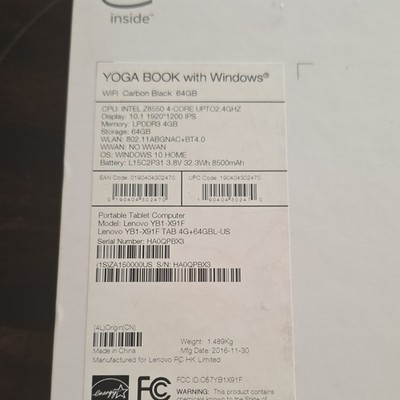 Lenovo Yoga Book Yb1-X91F 10.1 Tablet 64Gb Wi-Fi 2-In-1 Used From