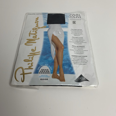Philippe Matignon Cool Summer Pantyhose Black Sz 4XL Women NWOT Plus Size