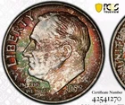 1958 D Roosevelt Dime 10c PCGS MS66, BU+++ Gold Shield, Awesome Album Toning