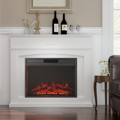 1800w Electric Led Fire Log Burning Flame Fireplace Suite Mdf
