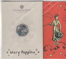 Royal Mint Mary Poppins Digitally Coloured Fifty Pence Limited Edition