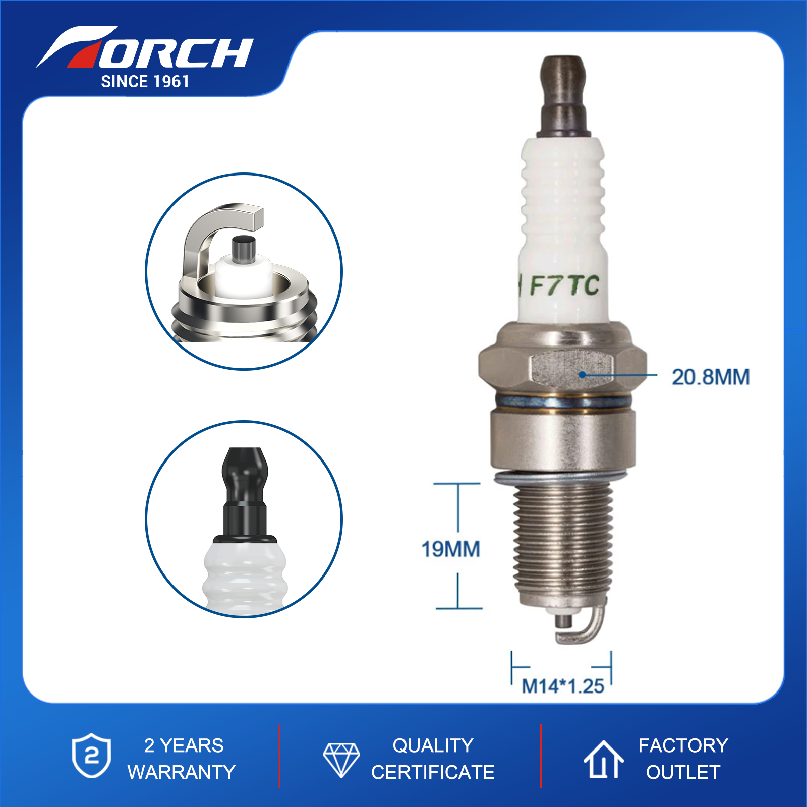 4Pieces TORCH F7TC Spark Plug Replacement for NGK BP7ES BOSCH W 255 T30