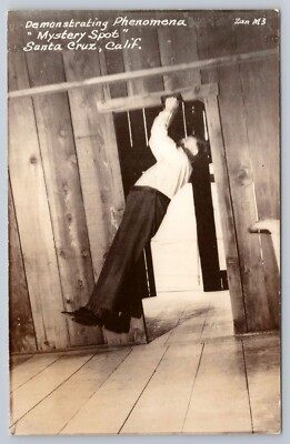 1950 Demonstrating Phenomena Roadside Mystery Spot Santa Cruz CA RPPC
