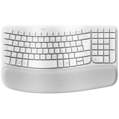 Logitech WAVE KEYS, weiß - Kabellose ergonomische Tastatur mit gepolsterter Hand