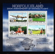 Norfolk Island - 1983 Bicentenary Manned Flights, Aviation Mini Sheet, MUH