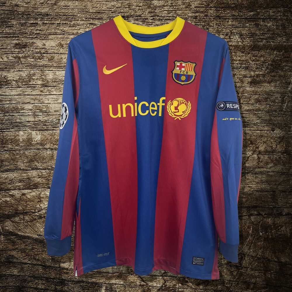 ウェア 80's FC Barcelona Home L/S Jersey 2010 Barcelona Home Long Sleeve Jersey, UCL Badge - Lionel