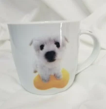 White Terrier Dog Mug Hana Deka Club Yoneo Morita Yellow Heart 10ozs 2005