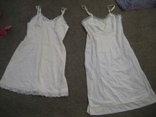 Vintage 60's 70's Sears Pennys Gaymode White Nylon Babydoll Slip Lace Short S 34