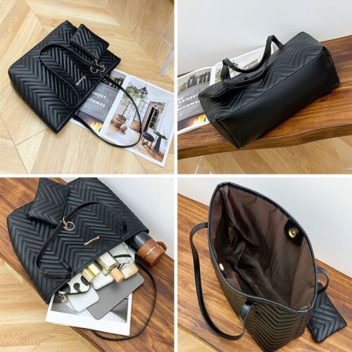 2Pcs/set Portable Women Bag Set PU Leather Wallet Purses Handbags  Women Girls - Picture 1 of 17