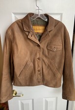 Timberland Leather Jacket Women Size Medium Vintage Classic Brown Cowhide