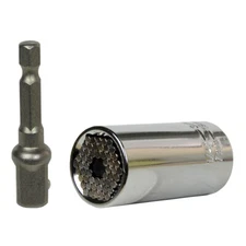 Universal 7MM-19MM 3/8 2-Piece Socket Set W/1/4 Hex Socket Adapter (2-Pack)