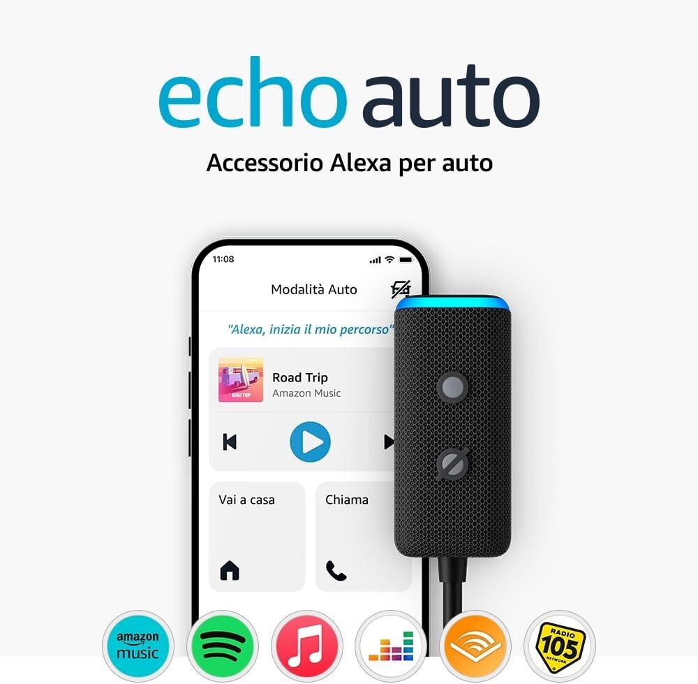 Nuovo Echo Auto (2ª gen.) | Design Sottile e Potenza Alexa