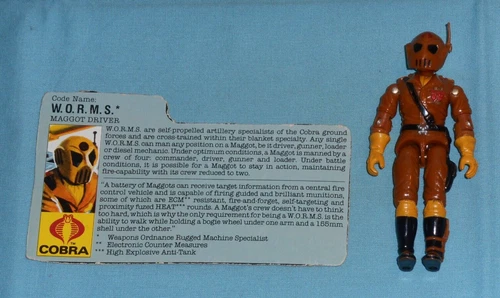 GI G.I. Joe gijoe WORMS complete with helmet, antenna + file card