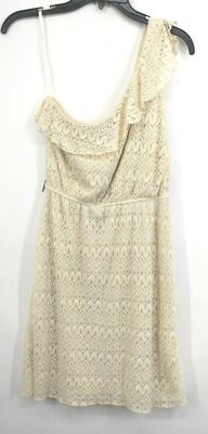 Deb Womens Cream One Sleeve Lace Dress Fully Lined Knee Length Defined Waist S