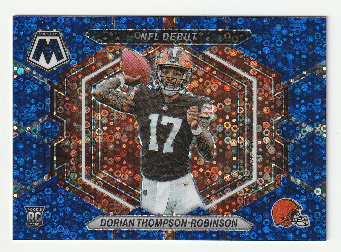 2023 Panini Mosaic No Huddle Blue Disco NFL Debut Dorian Thompson-Robinson /75