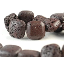 20X20MM BROWN VOLCANIC BASALTIC LAVA GEMSTONE SQUARE 20X20MM LOOSE BEADS 16inch