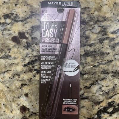Maybelline New York Hyper Easy No Slip Pencil Eyeliner Makeup, Medium Brown,