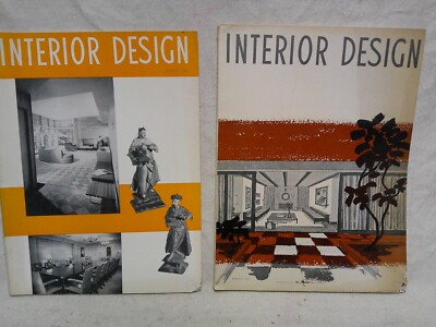 2 issues INTERIOR DESIGN MAGAZINE vintage 1953 1955 MCM ideas wow !