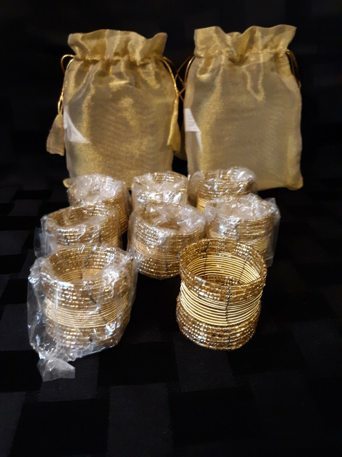 Pier 1 Gold Beaded Napkin Rings Set 信憑 8 Packages In New 最新号掲載アイテム