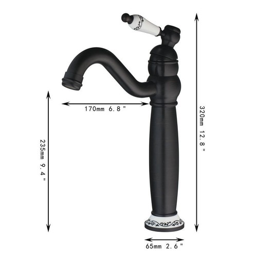Black Oil Rubbed Bronze Bathroom Basin Faucet Single Handle Hole Sink Mixer Tap - Picture 4 of 6