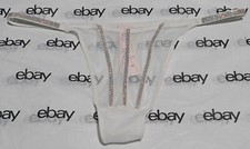 NEW Victoria's Secret Very Sexy Sheer Shine Thong Panty Crystals Medium Ivory VS