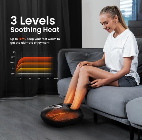 Foot Massager Machine with Air Compression & 3 Heating Levels, Heated Shiatsu Fo - Picture 4 of 5