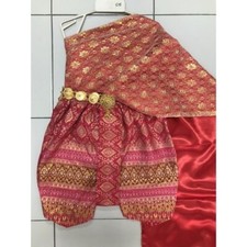 Thai Traditional Wedding Dress Cloth Skirt Top For Kids Not include jewer 00red