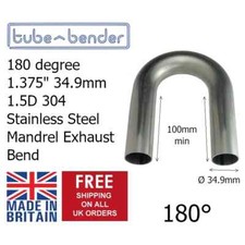180 degree 1.375" 34.9mm 1.5D 304 Stainless Steel Mandrel Exhaust Bend 