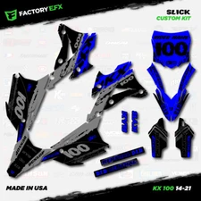 Gray & Blue Slick Racing Graphics Kit fits Kawasaki Kx100 14-21 Plates Kx 100