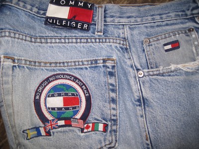 90s Tommy Hilfiger jeans(no drugs no violence just peace) Vintage