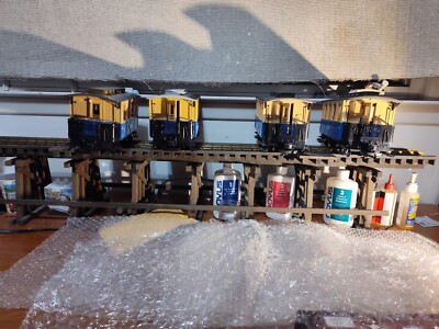 Four Two Axle Cream & Blue Coaches Mint No Boxes. Free Shipping
