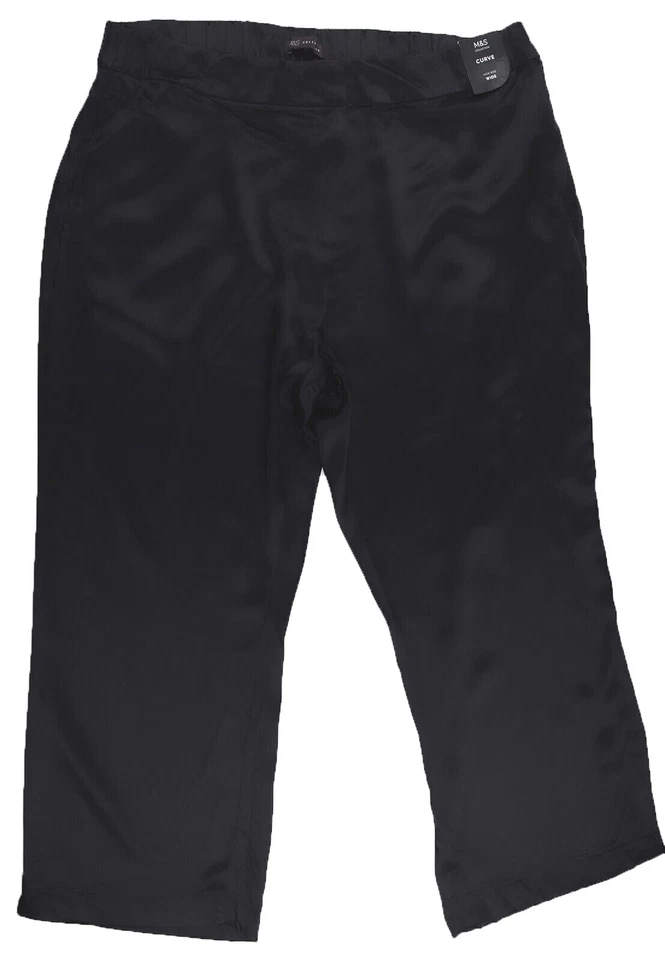 M&S Womens Marks & Spencer Curve Blue Wide Trousers Size 18 Petite RRP £39.50 LF - Image 4 of 4