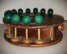 Vintage 1940s Mahogany Thread Carousel Sewing Box Signed Nancy R 12 Spools