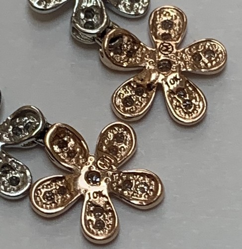 Vintage 10k Thee Tone Yellow White Rose Gold 035Tcw Diamond Drop Dangle Earrings - Picture 12 of 12