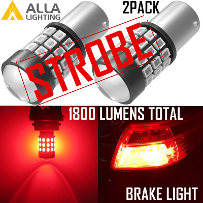 Alla Lighting LED 1156 Strobe Blinking Red Brake Light Legal Flash Bulb |Blinker