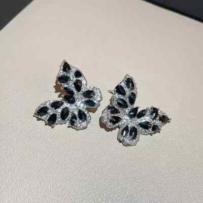 2.5Ct Pear Lab-Created Diamond Gift Butterfly Stud Earring 14K White Gold Plated