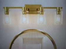 Deyidn Farmhouse 27.36 in. 4-Light Gold Modern Industrial Indoor Vanity Light