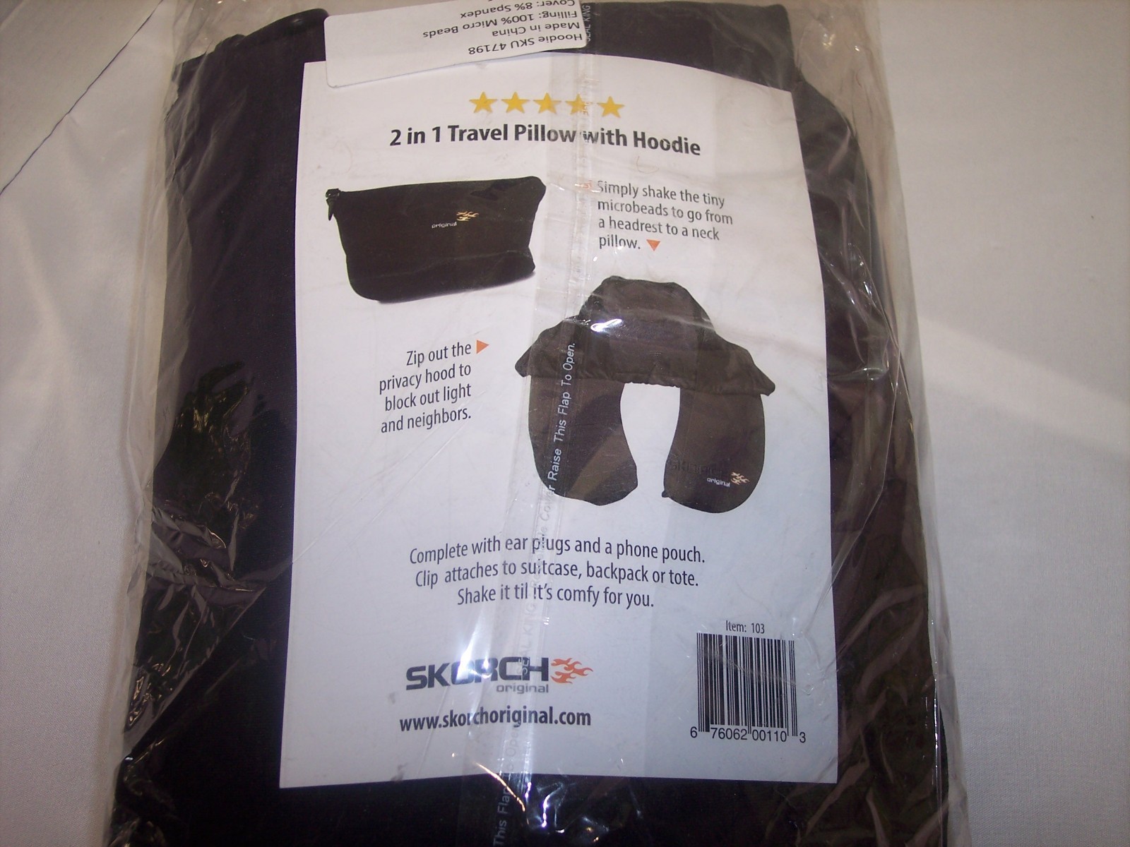 2-in-1 Travel Pillow Hoodie with Phone Pocket & Ear Plugs - Skorch-image