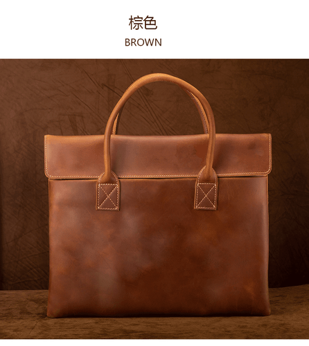 Maletín de mano de piel de caballo loco para hombre bolso de negocios ligero - Imagen 14 de 22