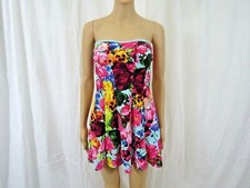 Deb Junior Women Dress Size Medium Floral Sleeveless Mini Made In USA