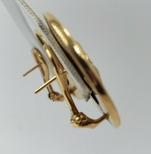 14Kt Yellow Gold Sun Face Clip Round Earrings -Omega Clip - Picture 7 of 12