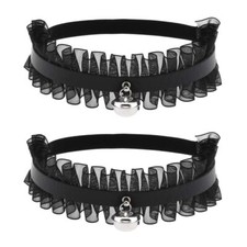 Women Girl Leg Garter Goth Leather Garters Belt Punk Lace Elastic Thigh Garte...