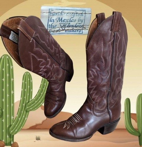 Vintage Sanders braune Damen-Western-Cowboystiefel aus Leder US Damen 7,5 D