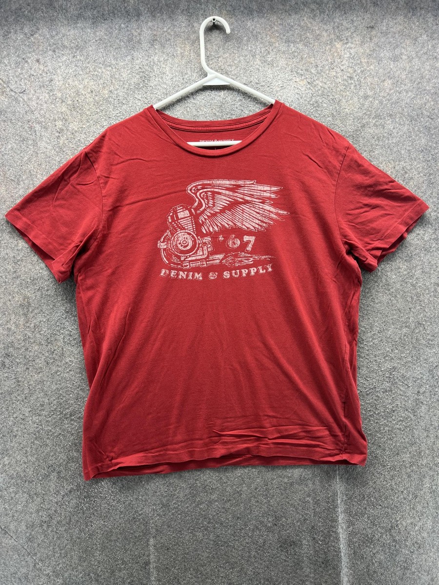 Denim & Supply Ralph Lauren Shirt Mens Large Red Motorcycle