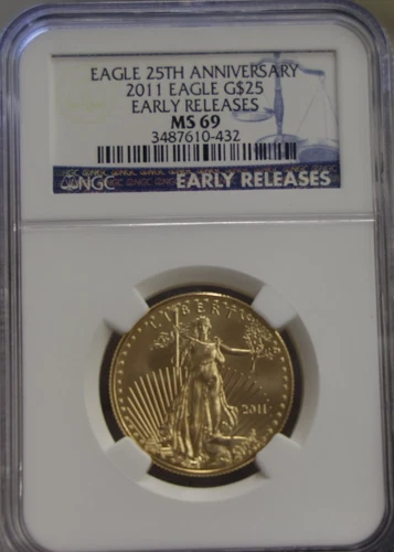 2011 US Gold Eagle $25 1/2 oz NGC MS69 Early Releases